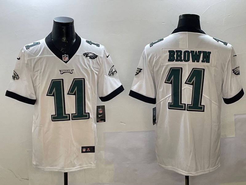 Men Philadelphia Eagles #11 Brown White Second generations 2025 Nike Vapor Limited NFL Jersey style 4
